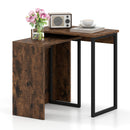 2-in-1 Nesting Coffee Table Set of 2 for Living Room and Bedroom-Rustic Brown