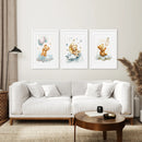 Set of 3 Teddy Bear with Balloon Print Decor Set by Wall Art Set