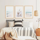 Coastal Boho Wall Art. Beach Pampas Grass, Blue Ocean Waves by Wall Art Set