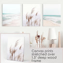 Coastal Boho Wall Art. Beach Pampas Grass, Blue Ocean Waves by Wall Art Set