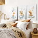 Set of 3 Teddy Bear with Balloon Print Decor Set by Wall Art Set