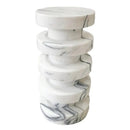 Sculptural White Turkish Marble Polished Designer Accent Side Table 12x12x24 Inches