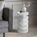 Sculptural White Turkish Marble Polished Designer Accent Side Table 12x12x24 Inches