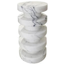 Sculptural White Turkish Marble Polished Designer Accent Side Table 12x12x24 Inches