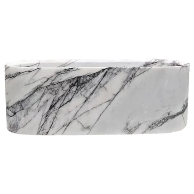 New York Marble Bathtub Hand-carved from Solid Marble Block (W)32" (L)73" (H)24"