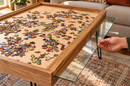 Rustic Puzzle Coffee Table with removable glass top - includes 2 hidden drawers - 24x36"