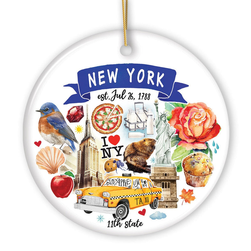 Artistic New York State Themes and Landmarks Christmas Ornament