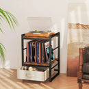 Nightstand Industrial Bedside Table with Open Storage Shelf and Fabric Drawer-Rustic Brown by LJGDeals