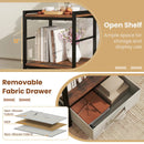 Nightstand Industrial Bedside Table with Open Storage Shelf and Fabric Drawer-Rustic Brown by LJGDeals