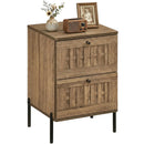 Nightstand Mid Century Modern End Table with Storage Drawers-Rustic Brown by LJGDeals