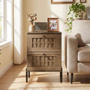 Nightstand Mid Century Modern End Table with Storage Drawers-Rustic Brown by LJGDeals
