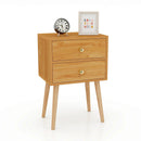 Modern Nightstand Bedside Table Mid Century with 2 Drawers-Natural by LJGDeals