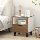 Nightstand with Drawer and Open Storage Shelf for Bedroom-White by LJGDeals