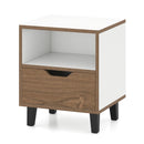 Nightstand with Drawer and Open Storage Shelf for Bedroom-White by LJGDeals