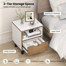 Nightstand with Drawer and Open Storage Shelf for Bedroom-White by LJGDeals