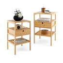 Bamboo Nightstand with Storage Drawer and Slatted Shelf by LJGDeals