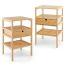 Bamboo Nightstand with Storage Drawer and Slatted Shelf by LJGDeals