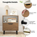 Nightstand Set of 2 with Drawer and Open Storage Shelf for Bedroom-White by LJGDeals