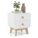 Nightstand with 2 Drawers Solid Rubber Wood Legs by LJGDeals