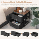 2-Drawer Nightstand with Removable Fabric Bins and Pull Handles by LJGDeals
