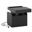 Nightstand with Charging Station Modern Bedside Table for Living Room Bedroom Office by LJGDeals