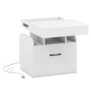 Nightstand with Charging Station Modern Bedside Table for Living Room Bedroom Office by LJGDeals