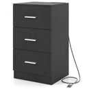 Nightstand with Charging Station End Table with 3 Storage Drawers Bedside Table for Bedroom by LJGDeals