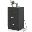 Nightstand with Charging Station End Table with 3 Storage Drawers Bedside Table for Bedroom by LJGDeals