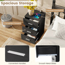 Nightstand with Charging Station End Table with 3 Storage Drawers Bedside Table for Bedroom by LJGDeals