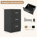 Nightstand with Charging Station End Table with 3 Storage Drawers Bedside Table for Bedroom