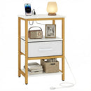 Nightstand with Charging Station and Adjustable Fabric Drawer for Bedroom and Living Room by LJGDeals