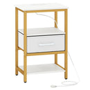 Nightstand with Charging Station and Adjustable Fabric Drawer for Bedroom and Living Room by LJGDeals