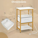 Nightstand with Charging Station and Adjustable Fabric Drawer for Bedroom and Living Room by LJGDeals