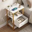 Nightstand with Charging Station and Adjustable Fabric Drawer for Bedroom and Living Room by LJGDeals