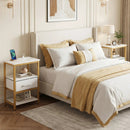 Nightstand with Charging Station and Adjustable Fabric Drawer for Bedroom and Living Room by LJGDeals