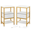 Nightstand with Charging Station and Adjustable Fabric Drawer for Bedroom and Living Room by LJGDeals