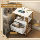 Nightstand with Charging Station and Adjustable Fabric Drawer for Bedroom and Living Room by LJGDeals