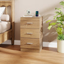 Nightstand with Charging Station End Table with 3 Storage Drawers Bedside Table for Bedroom by LJGDeals