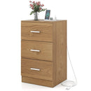 Nightstand with Charging Station End Table with 3 Storage Drawers Bedside Table for Bedroom by LJGDeals