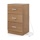 Nightstand with Charging Station End Table with 3 Storage Drawers Bedside Table for Bedroom by LJGDeals