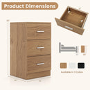 Nightstand with Charging Station End Table with 3 Storage Drawers Bedside Table for Bedroom