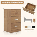 Nightstand with Charging Station End Table with 3 Storage Drawers Bedside Table for Bedroom by LJGDeals