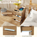 Nightstand with Charging Station End Table with 3 Storage Drawers Bedside Table for Bedroom by LJGDeals