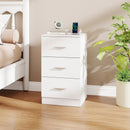 Nightstand with Charging Station End Table with 3 Storage Drawers Bedside Table for Bedroom by LJGDeals