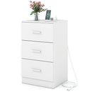 Nightstand with Charging Station End Table with 3 Storage Drawers Bedside Table for Bedroom by LJGDeals
