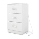 Nightstand with Charging Station End Table with 3 Storage Drawers Bedside Table for Bedroom by LJGDeals