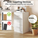 Nightstand with Charging Station End Table with 3 Storage Drawers Bedside Table for Bedroom by LJGDeals