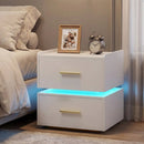 Nightstand with Charging Station LED Bedside Table with 2 Storage Drawers by LJGDeals