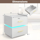 Nightstand with Charging Station LED Bedside Table with 2 Storage Drawers by LJGDeals