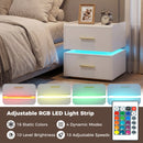 Nightstand with Charging Station LED Bedside Table with 2 Storage Drawers by DirectDeals